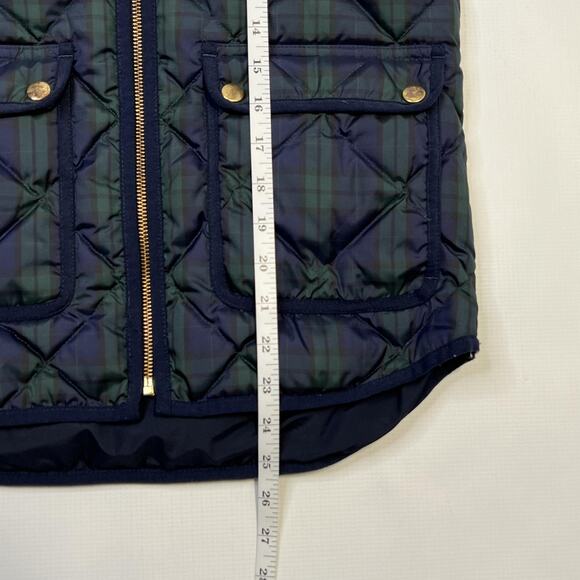 J Crew Vest Womens XXS Plaid Quilted Puffer Blackwatch Insulated Winter Jacket - Picture 9 of 10